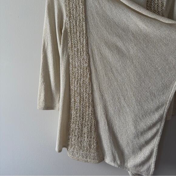 Cache metallic 3/4 sleeve open front cardigan knit sparkly fall winter autumn M - Picture 4 of 12